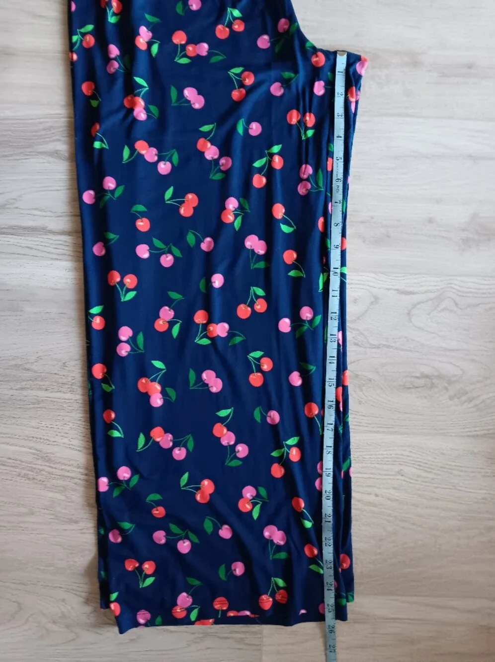Kate Spade Short Sleeve Pajama Pant Set 2 Pc Red Pink Cherries Indigo Blue XL